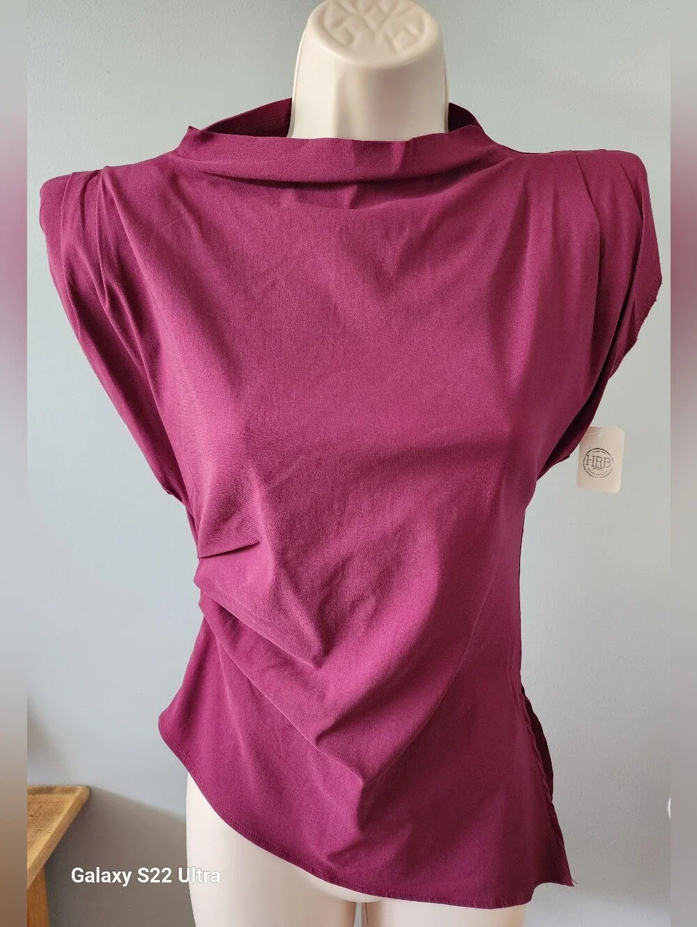 Women’s Draped Mock Neck Top - Berry